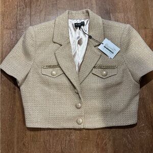 Beige Short Sleeve Women's Jacket